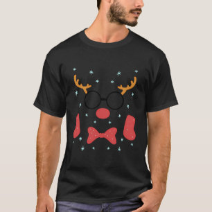 Cool rendier Rudolph rode neus gezicht kerst deel T-shirt