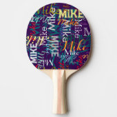 Cool Repeating Jouw naam Typography Pattern Tafeltennisbatje (Voorkant)