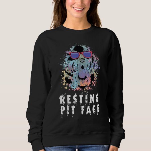 Cool Resting Pit Face Dog Face Funny Dog Lovers Ha Trui (Voorkant)