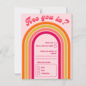 Cool Retro 70's Bright Pastel Roze Bruiloft RSVP Kaartje (Voorkant)