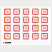 Cool Retro 70s Roze & Oranje bruiloft Vierkante Sticker (Vel)