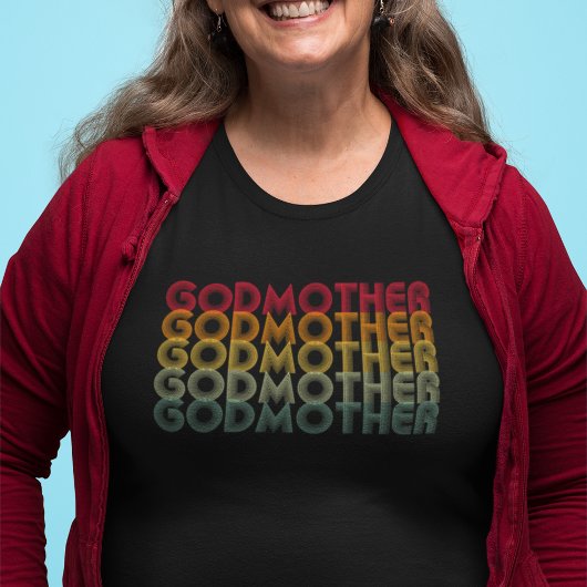 Cool Retro 70's Stacked Godmother Typography T-shirt