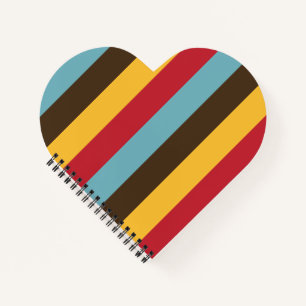 Cool Retro 70s Stripes Blue Brown Red Notitieboek