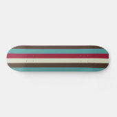 Cool Retro 70s Stripes Brown Aqua Red Cream Persoonlijk Skateboard (Horizontaal)