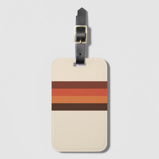 Cool Retro 70s Stripes Brown Oranje Tangerine Bagagelabel (Voorkant (verticaal))