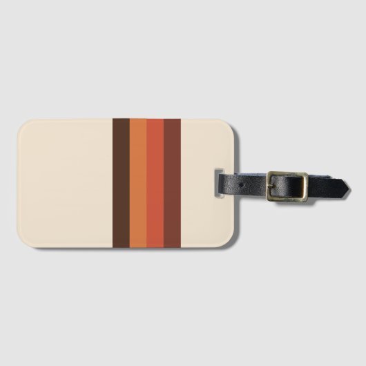 Cool Retro 70s Stripes Brown Oranje Tangerine Bagagelabel (Voorkant (horizontaal))