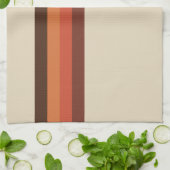 Cool Retro 70s Stripes Brown Oranje Tangerine Theedoek (Gevouwen)