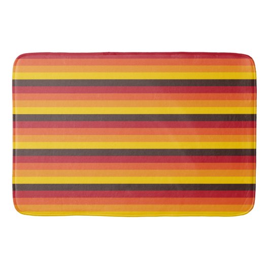 Cool Retro 70s Stripes Oranje Yellow Red Badmat (Voorkant)