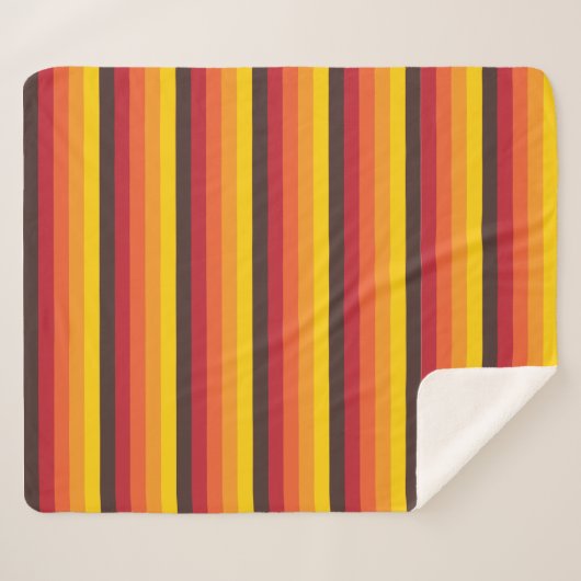 Cool Retro 70s Stripes Oranje Yellow Red Sherpa Deken (Voorkant (horizontaal))