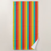 Cool Retro 70s Stripes Turquoise Yellow Oranje Red Strandlaken (Voorkant)