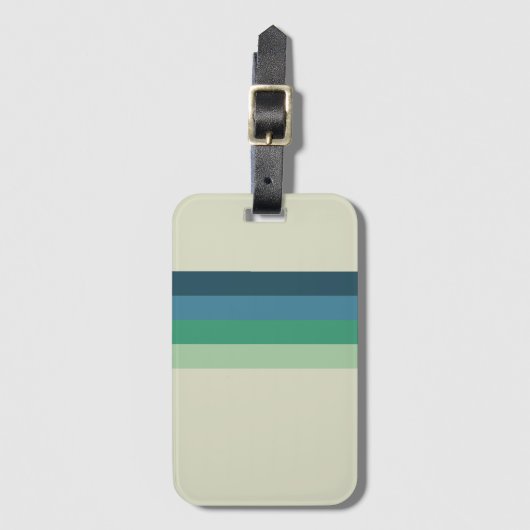 Cool Retro 70s Stripes Zee-schuim Groen Blauw Bagagelabel (Voorkant (verticaal))