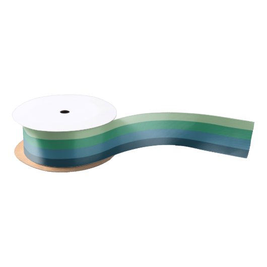 Cool Retro 70s Stripes Zee-schuim Groen Blauw Satijnen Lint (Spoel)
