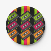 Cool Retro 80s helder  Cassettes patroon Papieren Bordje (Voorkant)