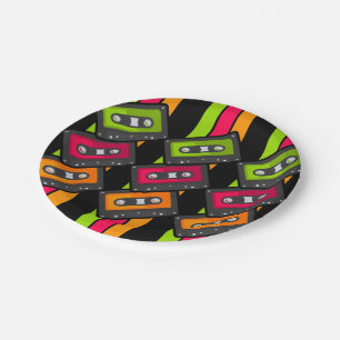 Cool Retro 80s helder Cassettes patroon Papieren Bordje
