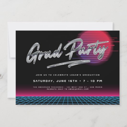 Cool Retro 80's New Wave Afstuderen Afstudeerder P Kaart (Voorkant)