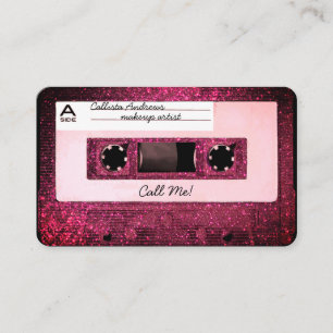 Cool Retro 80's Pink Glitter Cassettebandje Mixtap Visitekaartje
