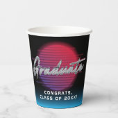 Cool Retro 80's Synthwave New Wave Afstudeerder Pa Papieren Bekers (Achterkant)