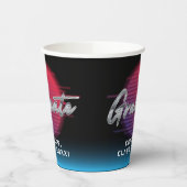 Cool Retro 80's Synthwave New Wave Afstudeerder Pa Papieren Bekers (Links)