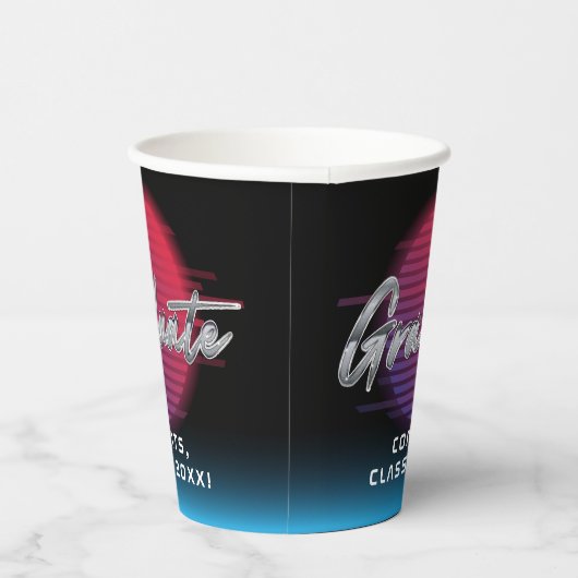 Cool Retro 80's Synthwave New Wave Afstudeerder Pa Papieren Bekers (Rechts)