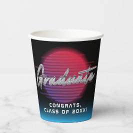 Cool Retro 80's Synthwave New Wave Afstudeerder Pa Papieren Bekers