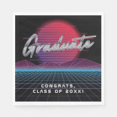Cool Retro 80's Synthwave New Wave Afstudeerder Pa Servet (Voorkant)