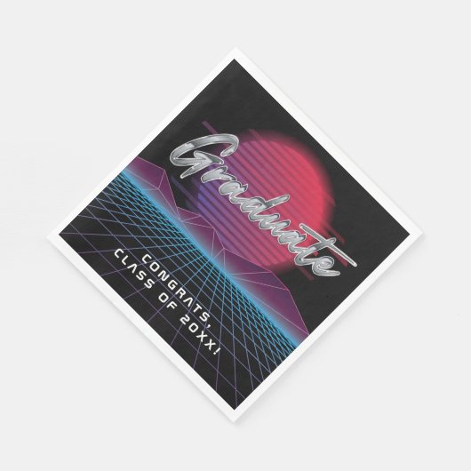 Cool Retro 80's Synthwave New Wave Afstudeerder Pa Servet (Hoek)