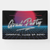 Cool Retro 80's Synthwave New Wave Afstudeerder Pa Spandoek (Horizontaal)