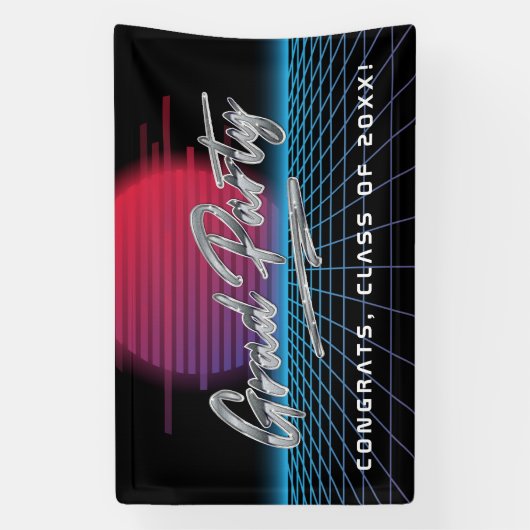 Cool Retro 80's Synthwave New Wave Afstudeerder Pa Spandoek (Verticaal)