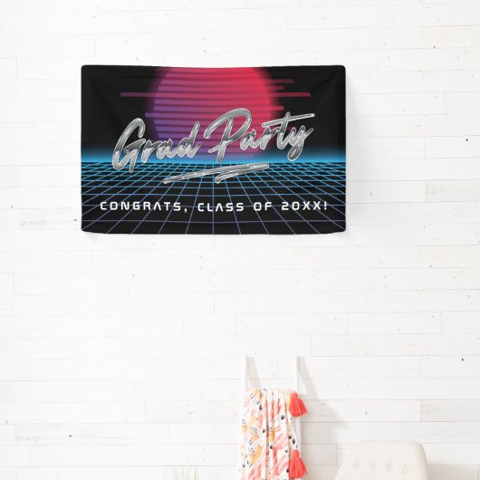 Cool Retro 80's Synthwave New Wave Afstudeerder Pa Spandoek (Insitu)