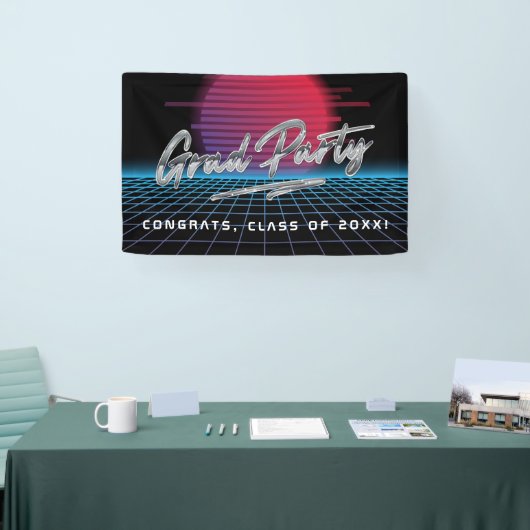 Cool Retro 80's Synthwave New Wave Afstudeerder Pa Spandoek (Beurs)