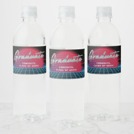 Cool Retro 80's Synthwave New Wave Afstudeerder Pa Waterfles Etiket