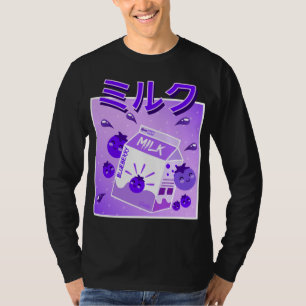 Cool Retro 90's Japans Kawaii Blueberry Milk Shak T-shirt