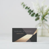 Cool Retro Abstract Gold Makeup Artist Cool Sylish Visitekaartje (Staand voorkant)
