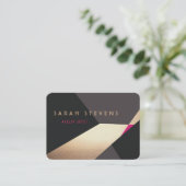 Cool Retro Abstract Gouden Make-up Artiest Modern Visitekaartje (Staand voorkant)