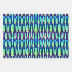 Cool Retro Abstract Mushroom Crystal Pattern Inpakpapier Vel