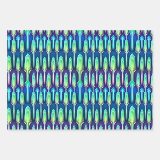 Cool Retro Abstract Mushroom Crystal Pattern Inpakpapier Vel (Voorkant)