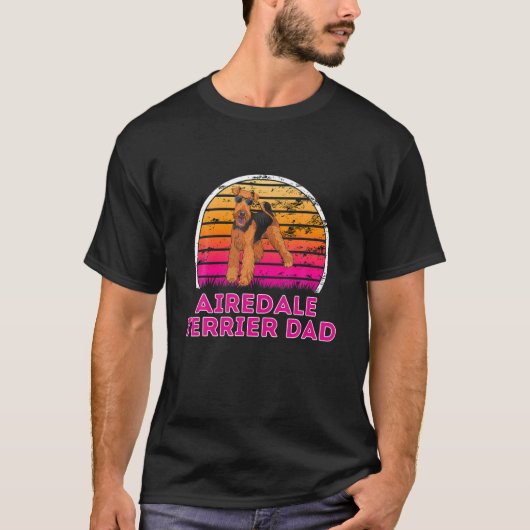 Cool Retro Airedale Terrier Dad - Hondenliefhebber T-shirt (Voorkant)