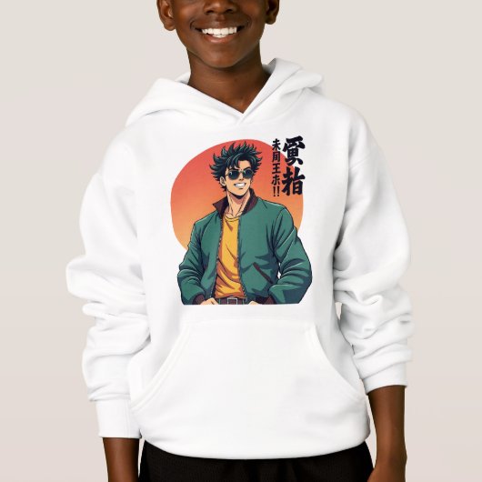 Cool Retro Anime Guy – Stijlvolle jaren 80 estheti (Voorkant)