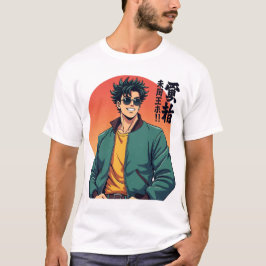 Cool Retro Anime Guy – Stijlvolle jaren 80 estheti T-shirt