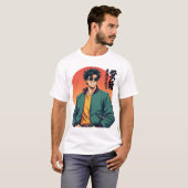 Cool Retro Anime Guy – Stijlvolle jaren 80 estheti T-shirt (Voorkant volledig)