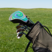 Cool Retro Aquamarine en koraalvloeistof Kunstwerv Golfheadcover (Insitu)