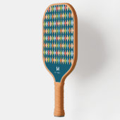 Cool Retro Argyle Diamonds Blauwgroen monogram Pickleball Paddle (Links)