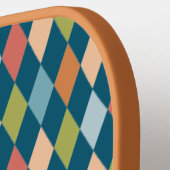 Cool Retro Argyle Diamonds Blauwgroen monogram Pickleball Paddle (Links Detail)