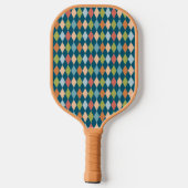 Cool Retro Argyle Diamonds Blauwgroen monogram Pickleball Paddle (Achterkant)