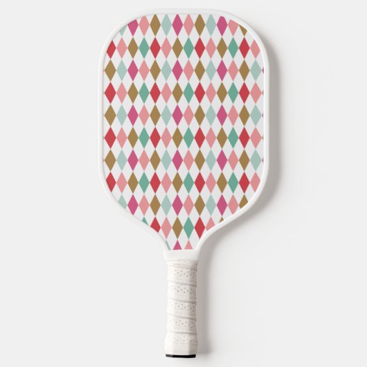 Cool Retro Argyle Diamonds Pattern Monogram Pickle Pickleball Paddle (Achterkant)