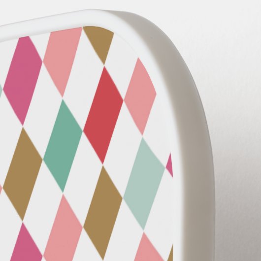 Cool Retro Argyle Diamonds Pattern Monogram Pickle Pickleball Paddle (Links Detail)