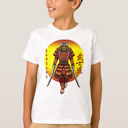 Cool Retro Armored Samurai met 2 Katanas T-shirt (Voorkant)
