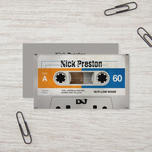 Cool Retro Audio Cassette | DJ Professional Visitekaartje (Voorkant / Achterkant in situ)