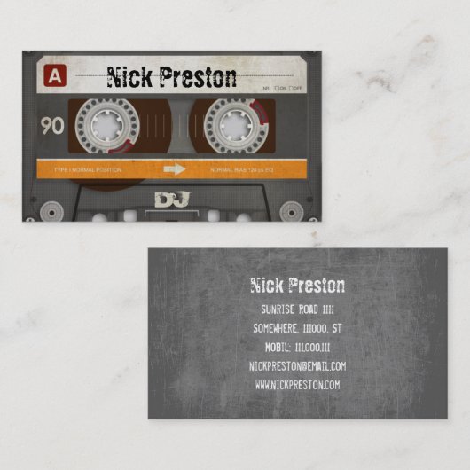 Cool Retro Audio Cassette | DJ Professional Visitekaartje (Voorkant / Achterkant)