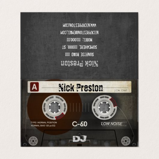 Cool Retro Audio Cassette | DJ Professional Visitekaartje (Buitenkant ongevouwen)